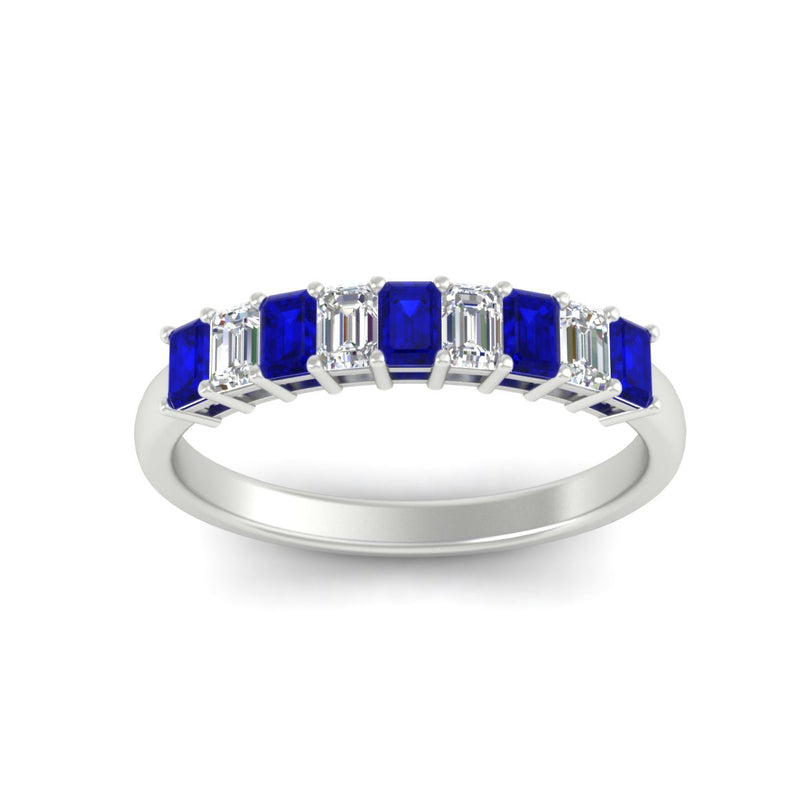 1 Carat Nine Stone Emerald Cut Wedding Band