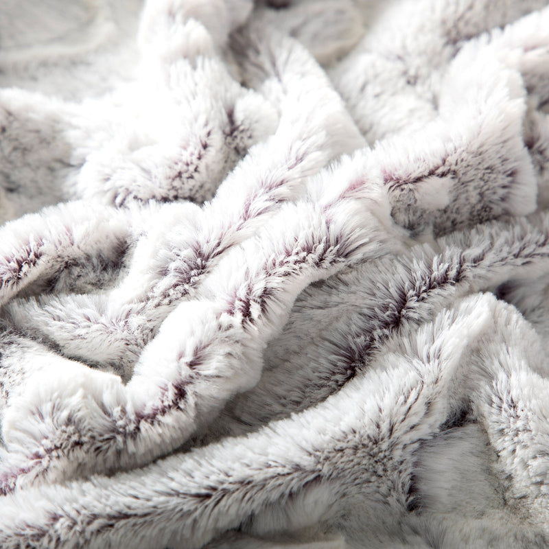 DaDa Bedding Milky White Purple Faux Fur Sherpa Throw Blanket