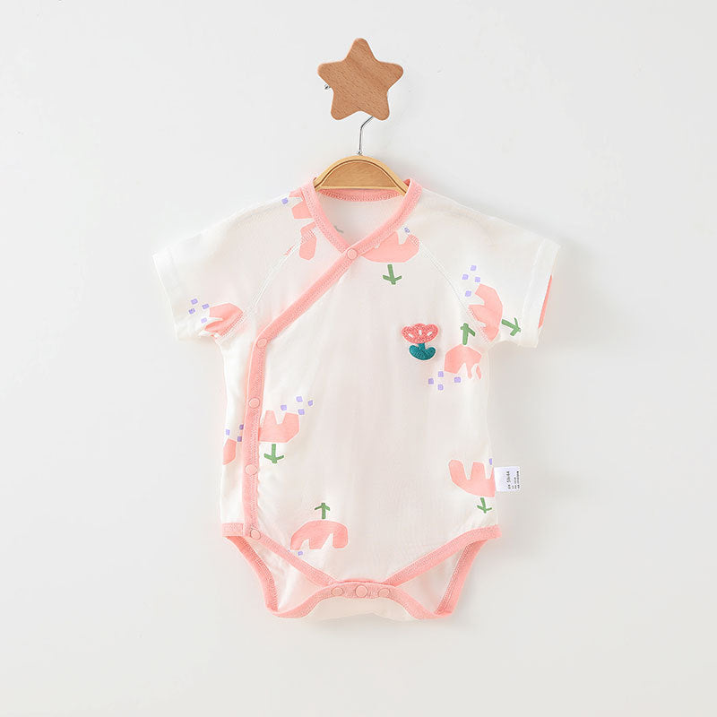 Simple Cartoon Print Summer Baby Rompers Girls Clothing