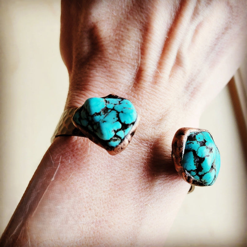Genuine Natural Turquoise Cuff Bangle Bracelet 806t