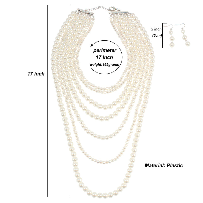 Fashion Multilayer White Imitation Pearl Choker Necklace Set