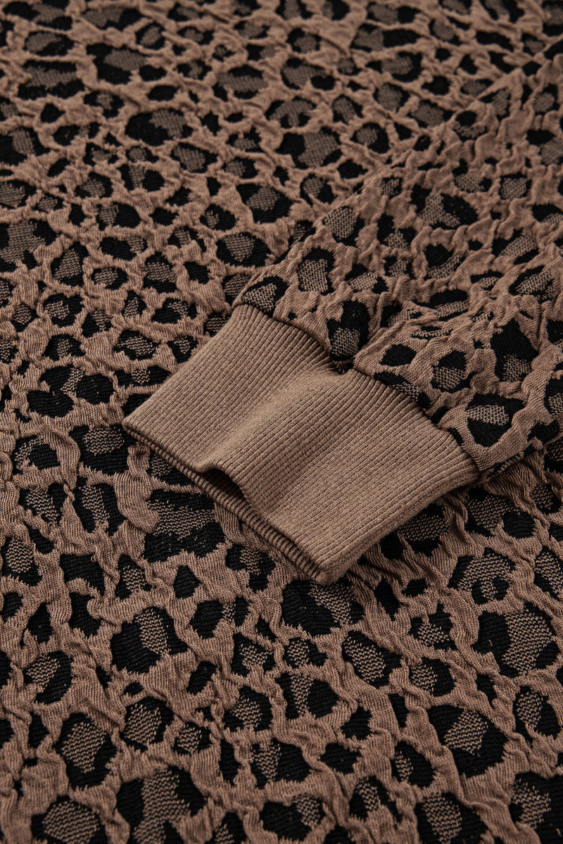 Annie Ribbed Trim Leopard Top