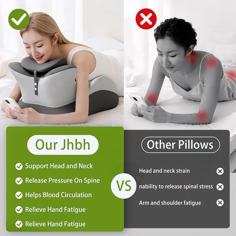 Multifunctional Memory Foam Reading Pillow – Prone Headrest & Arm Support with Removable Cover