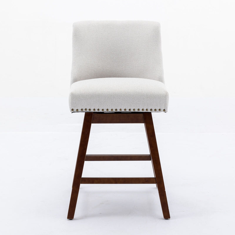 Counter Height Swivel Barstools, 26'' H Seat Height Upholstered Bar Stools (Set of 2), Fabric