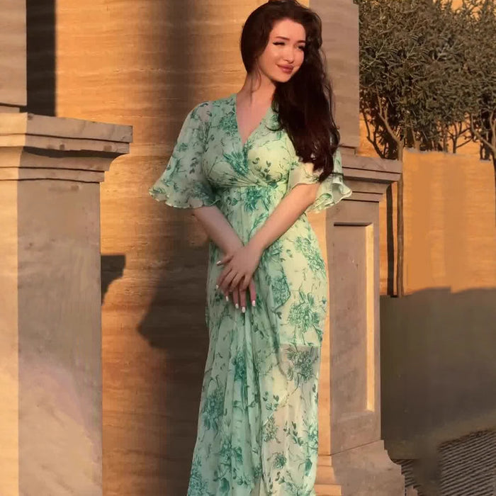 Soft Fresh And Sexy Short Sleeve Floral Dress