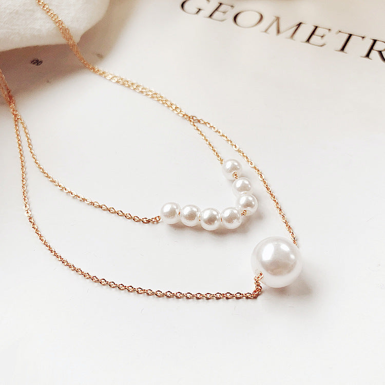Pearl Pendant Chain Choker Multilayer Necklace