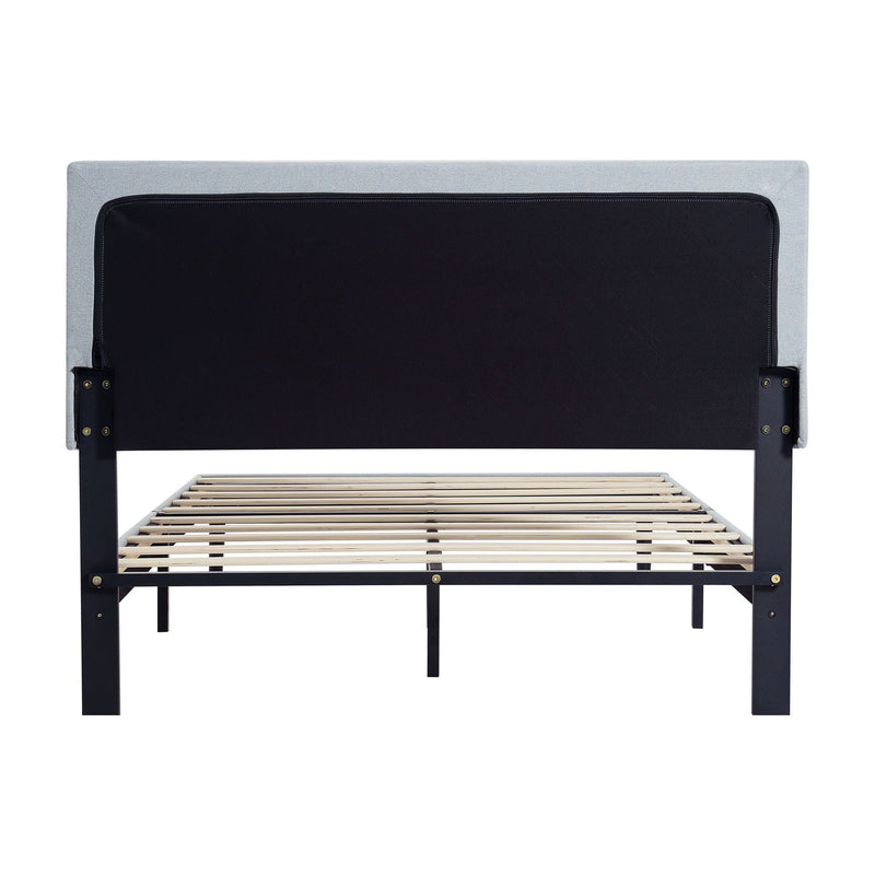 Modern Upholstered Platform Bed Frame With Button Tufted Fabric Headboard