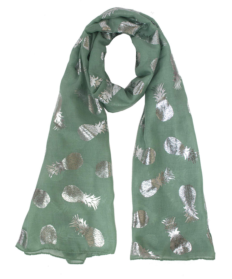 stylesilove Women Spring Summer Metallic Foil Print Lightweight Cotton Scarf Wrap Beach Shawl