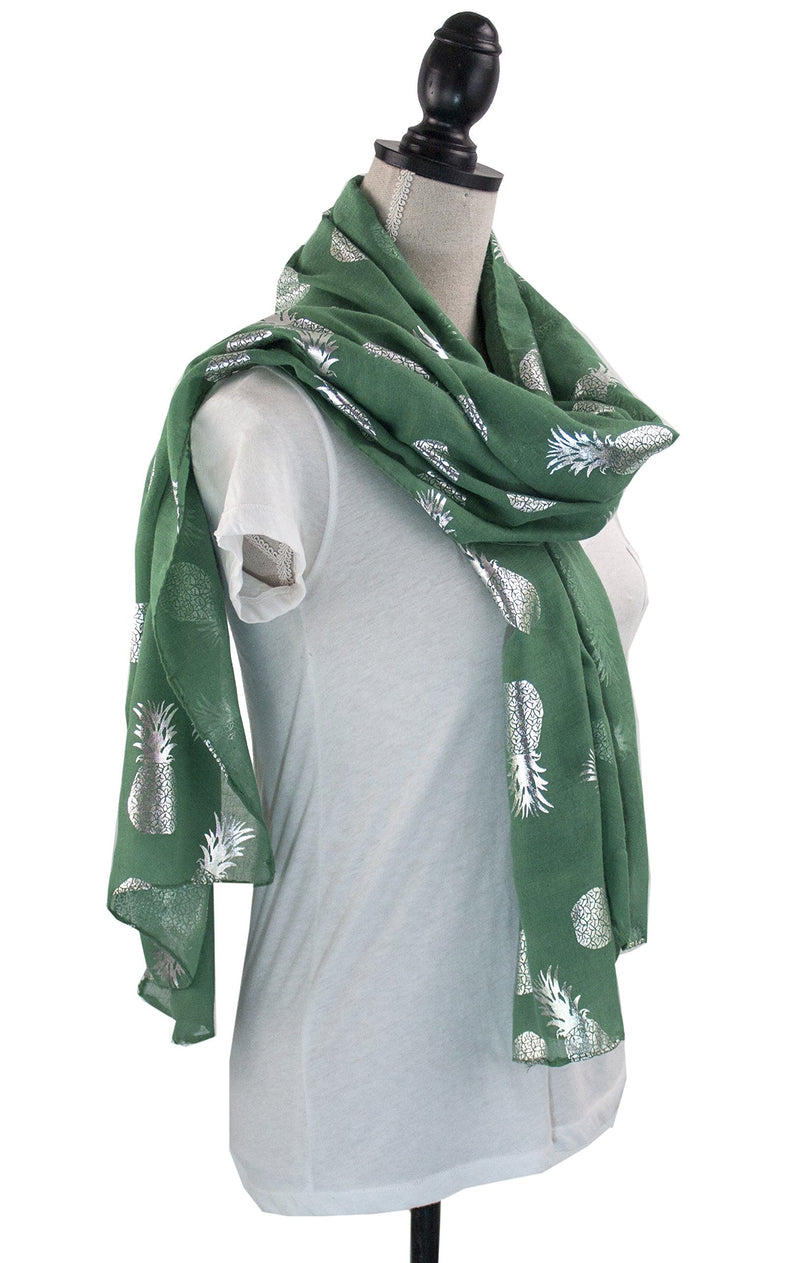stylesilove Women Spring Summer Metallic Foil Print Lightweight Cotton Scarf Wrap Beach Shawl