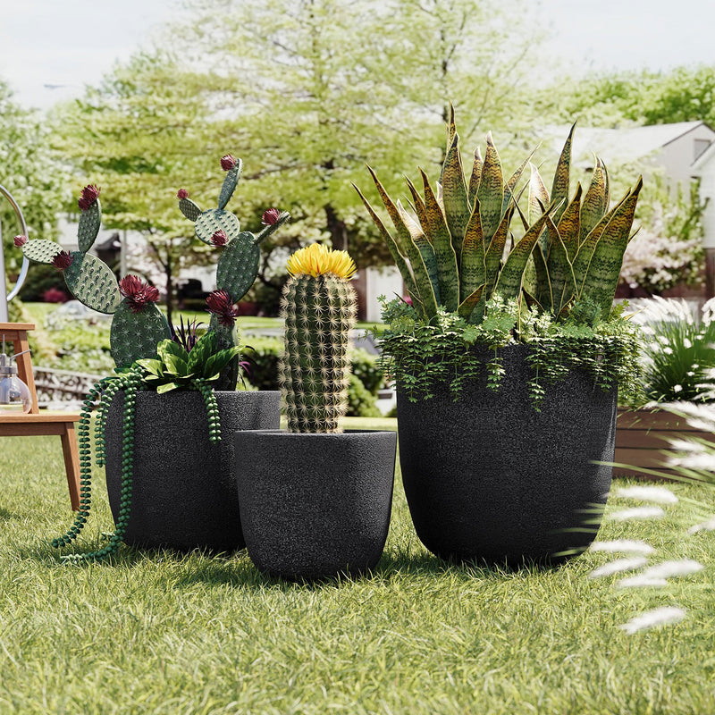 U_Style Lightweight Matte Textured MGO Flower Pot Set of 3