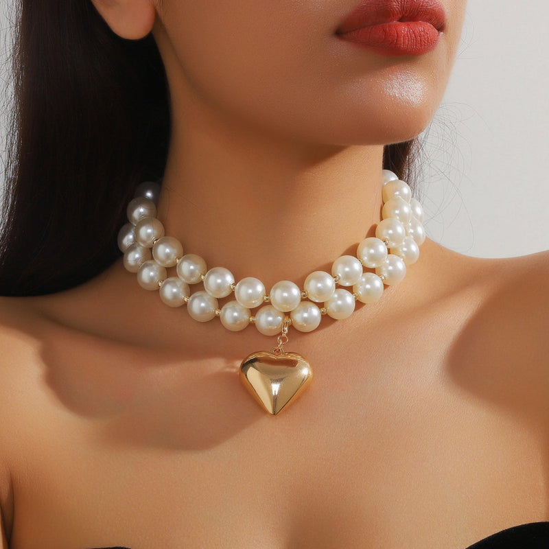 Faux Pearl Charm Pendant Necklace