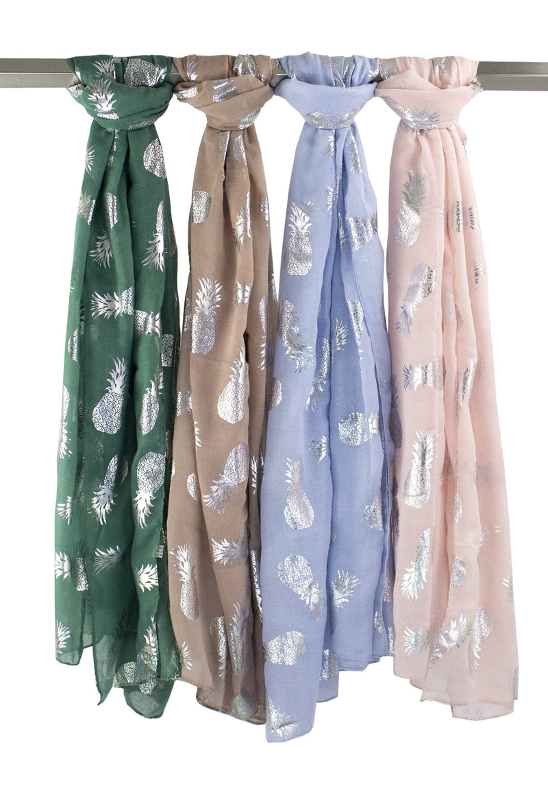stylesilove Women Spring Summer Metallic Foil Print Lightweight Cotton Scarf Wrap Beach Shawl