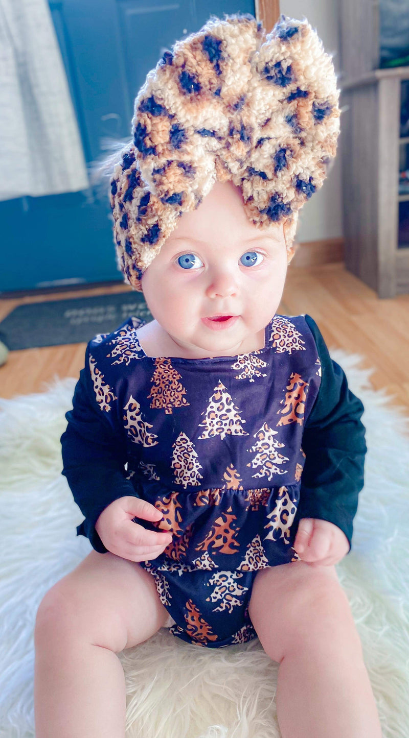 Leopard trees ruffle romper