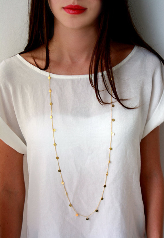 Sequins Pendant Chain Necklace Long Bohemia