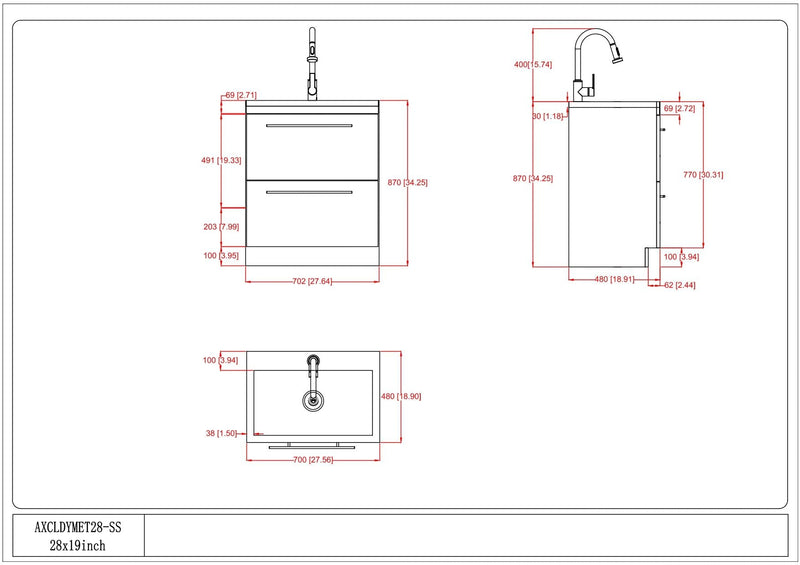 Metro - Laundry Cabinet & Faucet And Stainless Steel Sink
