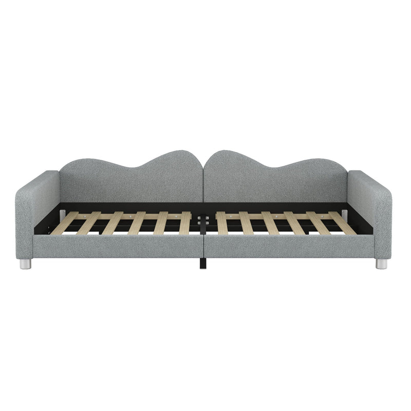 Upholstered Daybed, Sherpa Fabric Sofabed With Cloud-Shaped Backrest