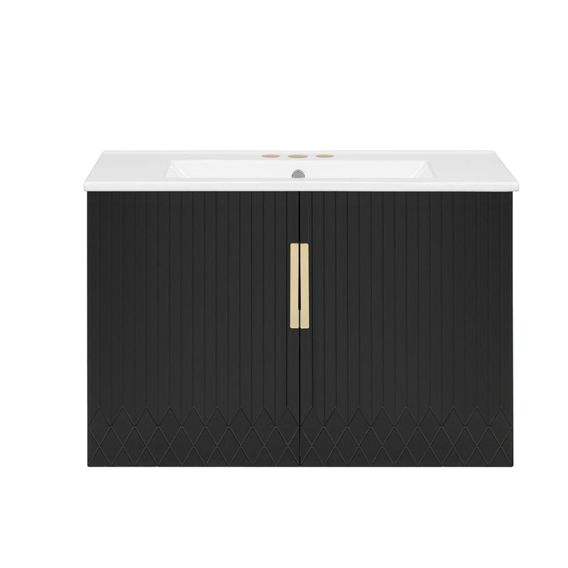 Bathroom Vanity With Sink, Rectangular Storage Cabinet With 2 Soft Closing Doors