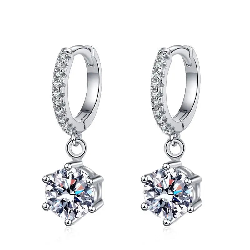 925 Silver Moissanite Jewelry Set Necklace Ring Stud Earrings Solitaire