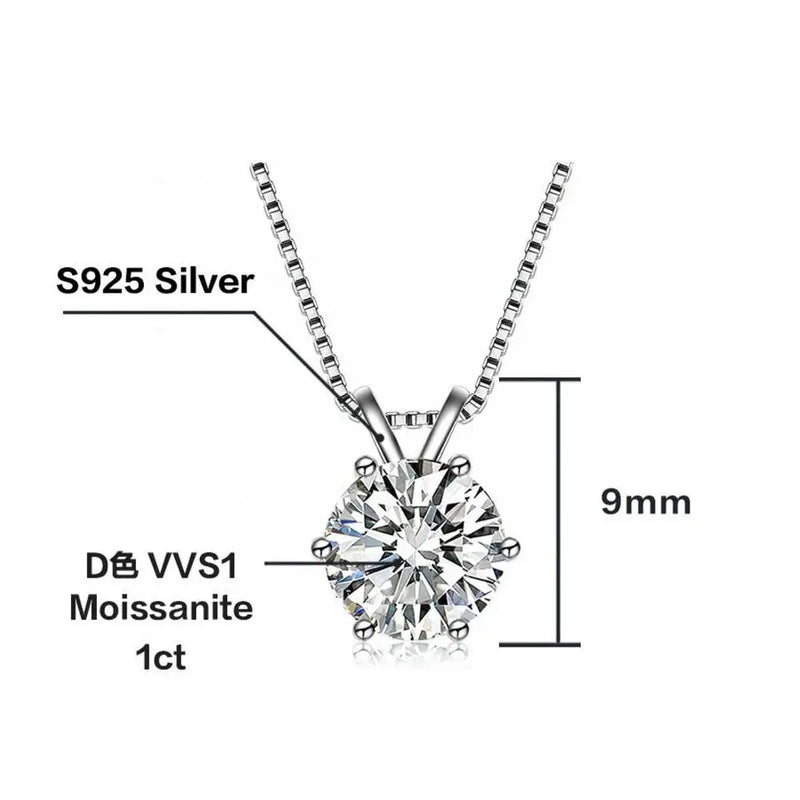 925 Sterling Silver 1ctx4 D Moissanite Necklace Earrings Set Bridal Jewelry