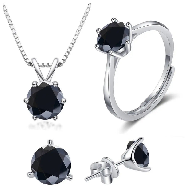 925 Sterling Silver 1ctx4 D Moissanite Necklace Earrings Set Bridal Jewelry