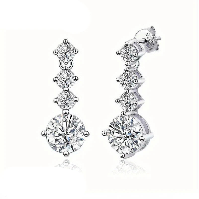 925 Sterling Silver Moissanite Stud Earrings 2.6ct Classic Simple Luxury