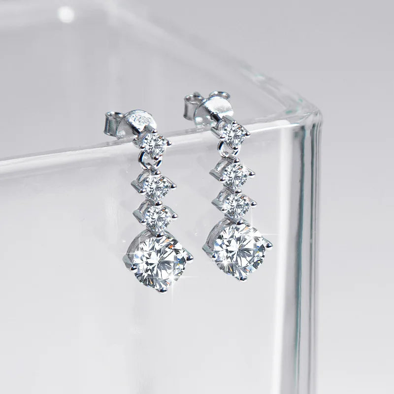 925 Sterling Silver Moissanite Stud Earrings 2.6ct Classic Simple Luxury