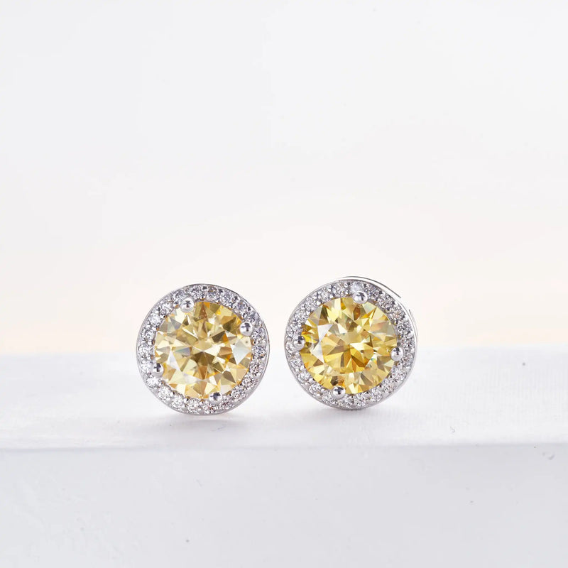 925 Sterling Silver 1ct Moissanite Round Stud Earrings Bridal Wedding Gift