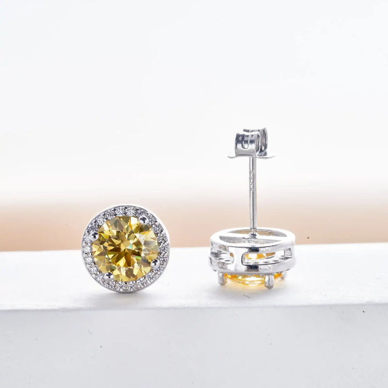 925 Sterling Silver 1ct Moissanite Round Stud Earrings Bridal Wedding Gift
