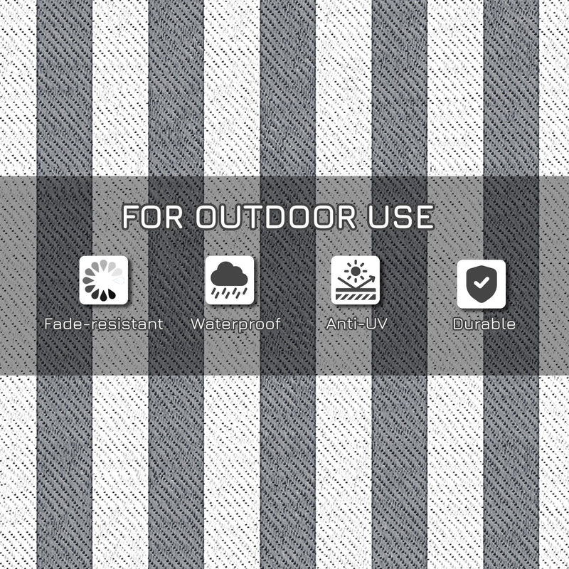 Outsunny - Reversible Outdoor Rug, 9' x 12' Waterproof Plastic Straw Floor Mat, Portable Rv Camping Carpet With Carry Bag, Large Floor Mat For Backyard, Deck, Picnic, Beach - Gray & White Striped