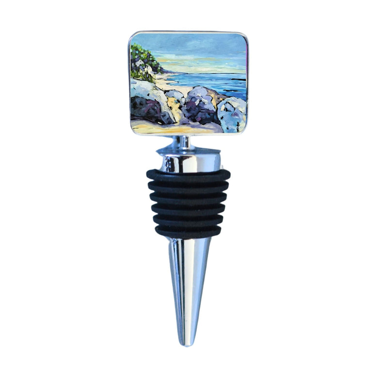 Wine Bottle Stopper: By the Water's Edge -Beach