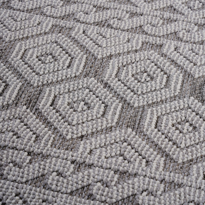 NAAR Guros Collection 2X8 Grey / White / Geometric Indoor / Outdoor Runner Rug