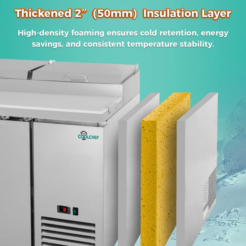 Heavy-Duty 93" Commercial Stainless Steel Pizza Prep Table With Refrigeration (SAK52193)