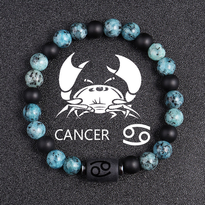 Twelve Constellations Bracelets 8mm Obsidian String Beads Natural Stone