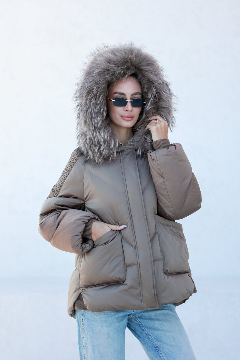 Genuine Fur Trim Down Fill Coat