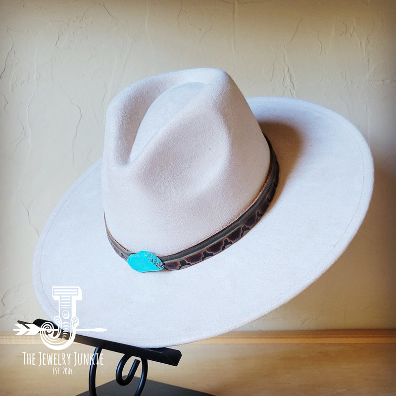 Navajo Embossed Leather Hat Band Only w/ Turquoise Slab 950e