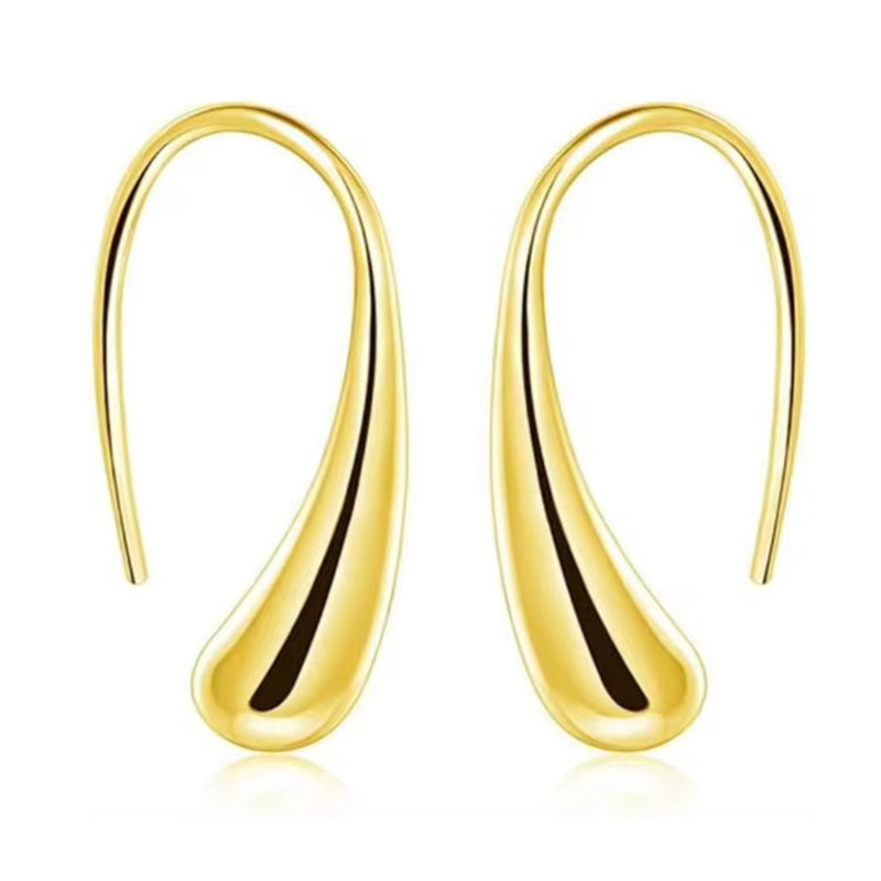 Sophia Teardrop Hook Earrings – Modern Minimalist Design in Silver or Gold