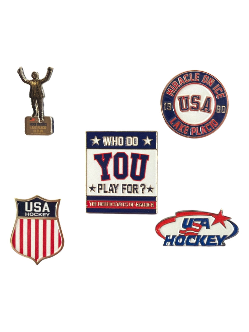 Miracle on Ice 1980 USA Hockey Team Official 5 Collectors Pin  Set