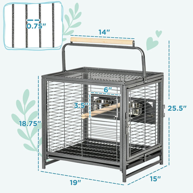 18" Heavy Duty Iron Travel Bird Cage Carrier