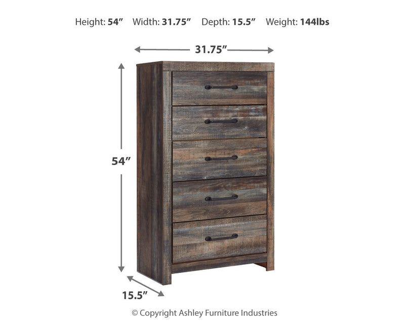 Drystan - Five Drawer Chest - Brown / Beige