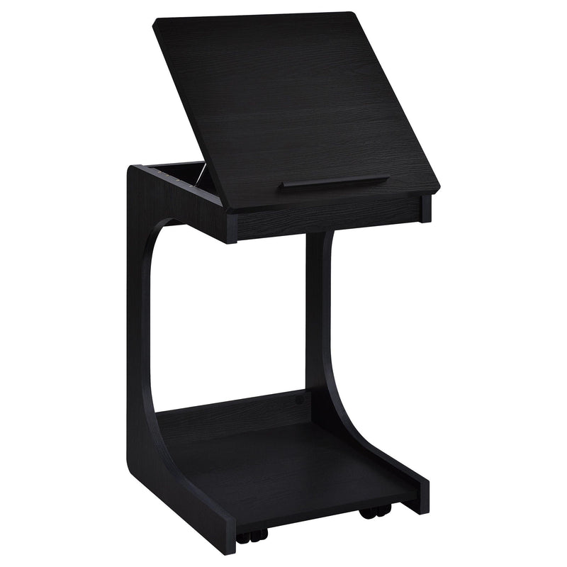 Ralston C-Shaped Lift-Top Sofa Side Table With Casters Black
