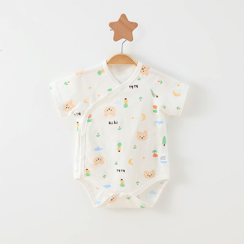 Simple Cartoon Print Summer Baby Rompers Girls Clothing