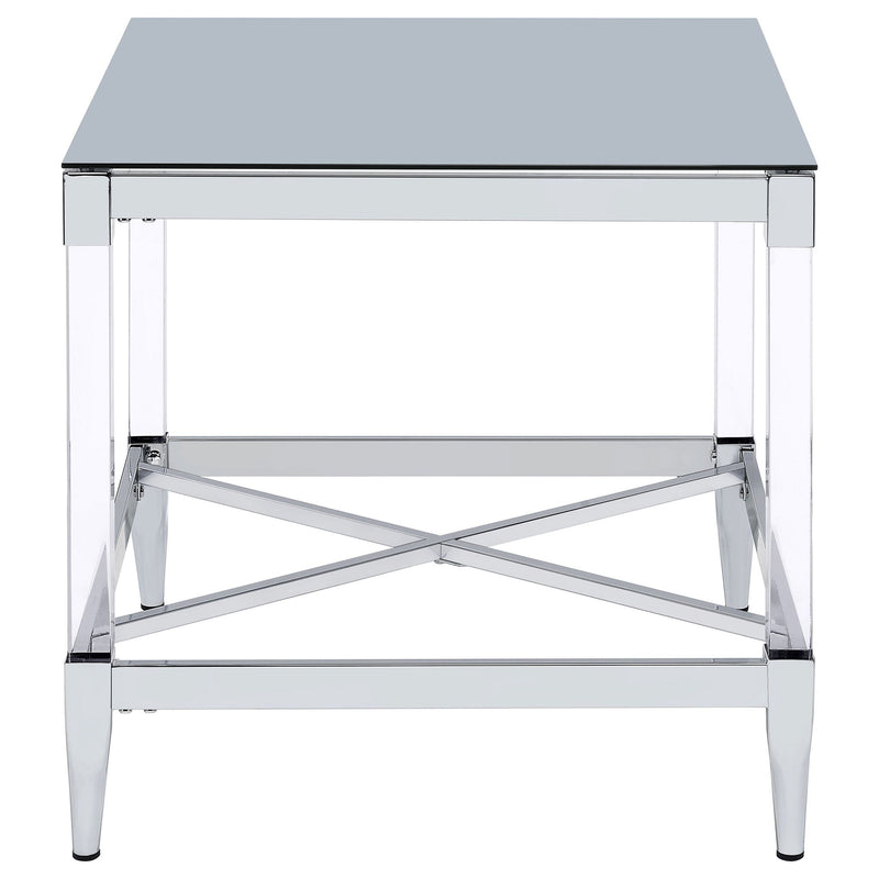 Lindley Square Tempered Mirror Acrylic Side End Table Chrome