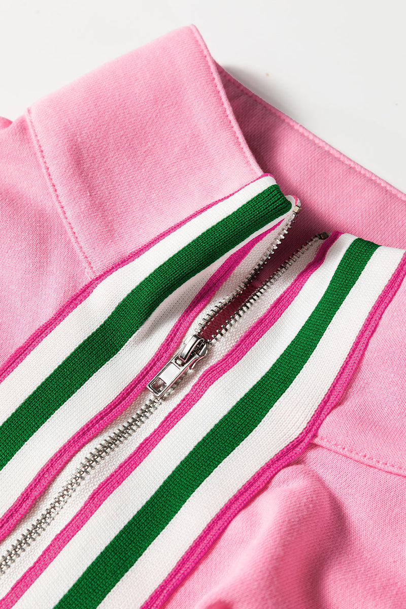Felitina Patchwork Zip Collar Pullover