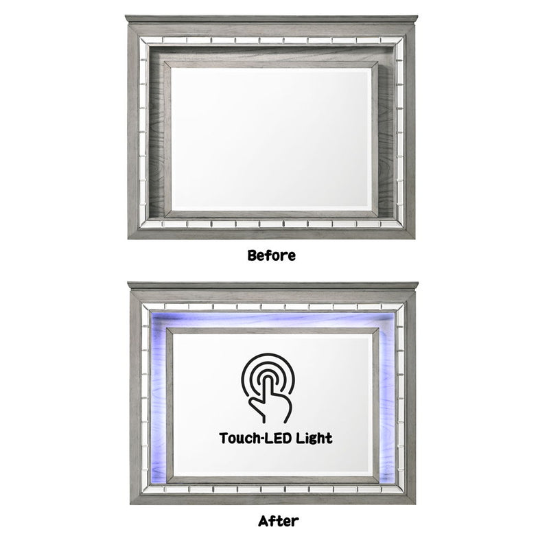 Antares - Mirror With LED - Light Gray Oak