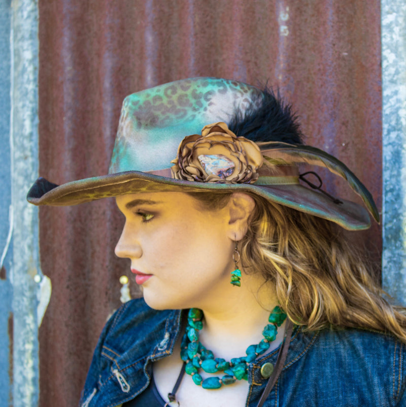 Large Triple Strand Natural Turquoise & Copper Collar Necklace 252y