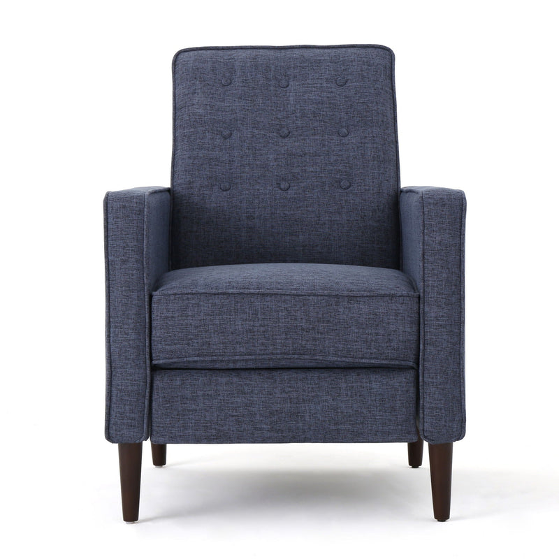 Mid-Century Modern Recliner With Button Tufted Waffle Stitch