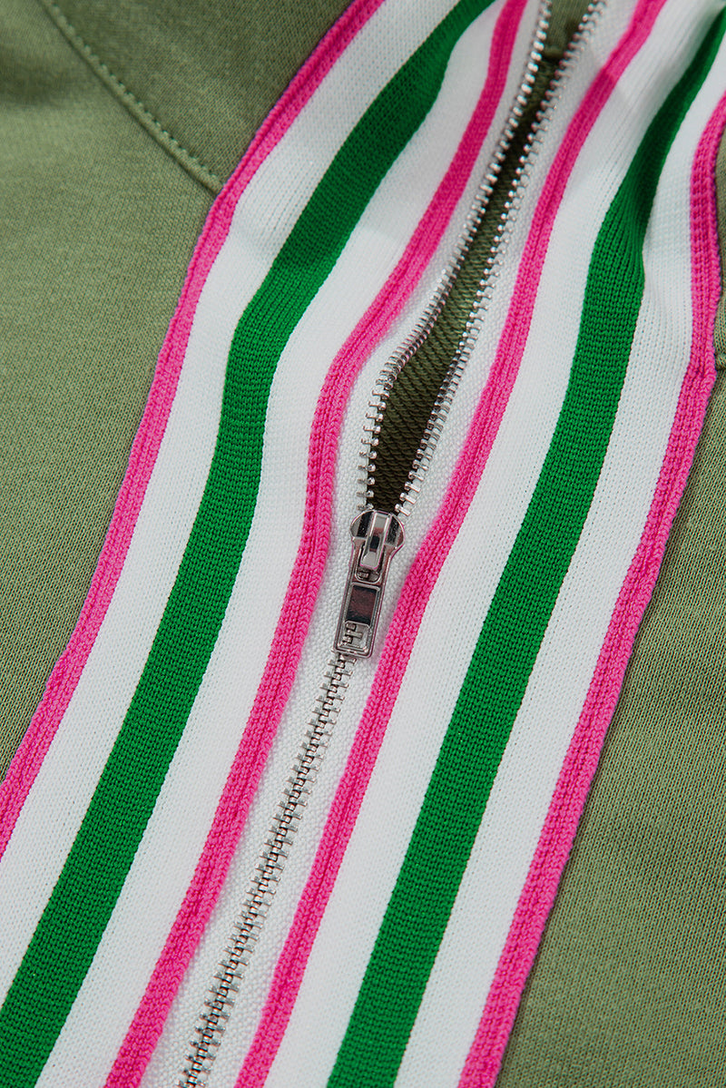 Felitina Patchwork Zip Collar Pullover