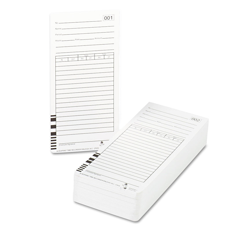 Acroprint Time Clock Cards for Acroprint ES1000, Two Sides, 3.5 x 7, 100/Pack