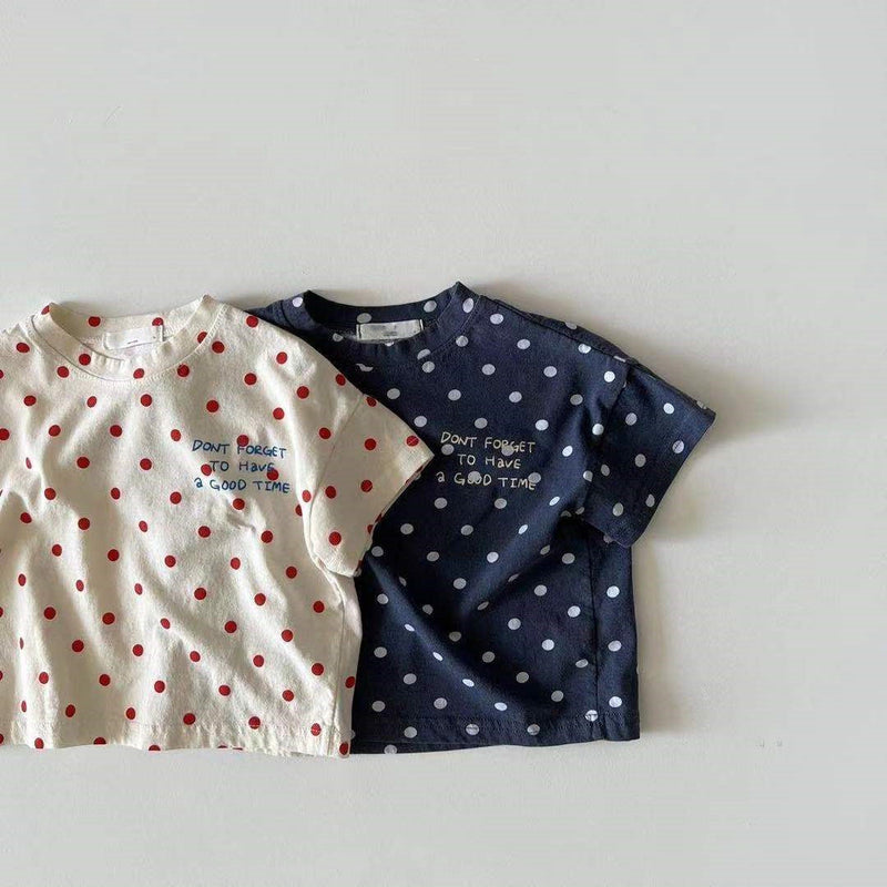 Dot Letter Crew Neck Short Sleeve Simple