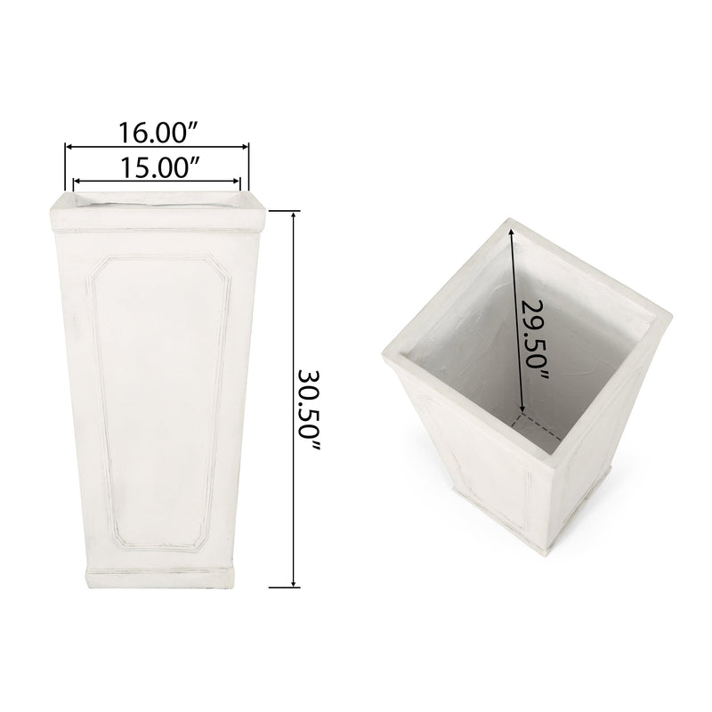 16" x 30.5" Outdoor MGO Planter with Antique White Finish